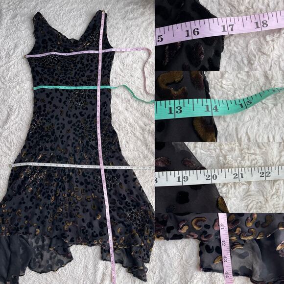 SOLD Sue Wong beaded silk velvet burnout cowl neck midi dress asymmetrical 8 - Picture 4 of 13